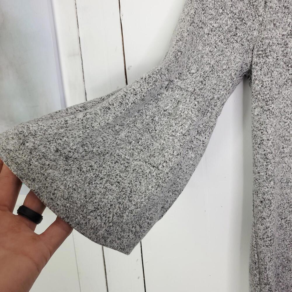 Whbm Dress Womens XXS Bell Sleeve Knit Light Gray Tie Back Short Shift - Picture 4 of 11